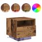 Preview: Nachttisch mit LED-Lichtern Alteiche 40x39x37 cm