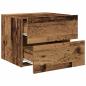 Preview: Nachttisch mit LED Wandmontage aus altem Holz 50x39x41 cm