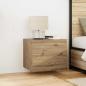 Preview: ARDEBO.de - Nachttisch mit LED Wandmontage Artisan Eiche 50x39x41 cm