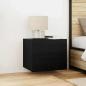 Preview: ARDEBO.de - Nachttisch mit LED Wandmontage Schwarze Eiche 50x39x41 cm