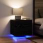 Preview: Nachttische mit LED-Lichtern Wandmontiert 2 Stück Schwarz Eiche