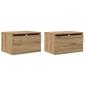 Preview: Nachttische mit LED-Lichtern 2er Set Wandmontiert Artisan Eiche