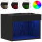 Preview: Wandregal mit LED-Lichtern Schwarz Eiche 40x30x30 cm