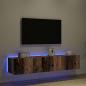 Preview: TV-Wandmöbel mit LED-Lichtern 2 Stück Altes Holz 80x35x31 cm