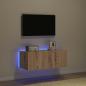 Preview: TV-Wandschrank mit LED-Lichtern Artisan Eiche 80x35x31 cm