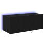 Preview: TV-Wandregal mit LED-Lichtern Schwarz Eiche 80x35x31 cm