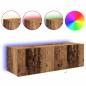 Preview: ARDEBO.de - TV-Wandregal mit LED-Lichtern Alte Holz 100x35x31 cm
