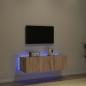Preview: TV-Wandregal mit LED-Lichtern Artisan Eiche 100x35x31 cm