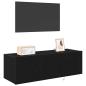 Preview: TV-Wandregal mit LED-Lichtern Schwarz Eiche 100x35x31 cm