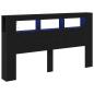Preview: Stauraumkopflehne mit LED-Lichtern Schwarz Eiche 180x18,5x103,5 cm