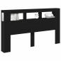 Preview: Stauraumkopflehne mit LED-Lichtern Schwarz Eiche 180x18,5x103,5 cm