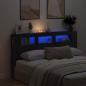 Preview: Stauraumkopflehne mit LED-Lichtern Schwarz Eiche 180x18,5x103,5 cm