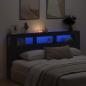 Preview: Stauraum-Kopfteil mit LED-Lichtern Schwarz Eiche 200x18,5x103,5 cm