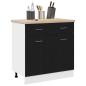 Preview: Schrank mit Schublade in Schwarz-Eiche, 80x46x81.5 cm, Hergestellt aus Holzwerkstoff