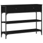 Preview: Konsole Tisch Schwarz Eiche 100x25x75 cm Ingenieurholz & Stahl