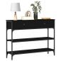 Preview: Konsole Tisch Schwarz Eiche 100x25x75 cm Ingenieurholz & Stahl