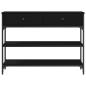 Preview: Konsole Tisch Schwarz Eiche 100x25x75 cm Ingenieurholz & Stahl