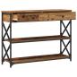 Preview: Konsolentisch Alteiche 100x28x75 cm Besteck Holz & Stahl