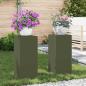 Preview: ARDEBO.de - Outdoor Pflanzenständer Säule 2 Stück Olivgrün 24x24x55 cm Stahl