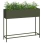 Preview: Erhöhter Gartenpflanzer 100x26x82 cm Olivgrün Stahl
