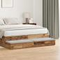Preview: ARDEBO.de - Bett-Schubladen Grau Sonoma 140x36,5x16,5 cm Ingenieurholz