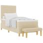 Preview: ARDEBO.de - Bettgestell mit Matratze Set von 2 Creme Stoff 90 x 200 cm