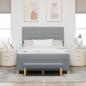 Preview: Boxspringbett mit Kopfteil Hellgrau 190 x 140 cm Stoff