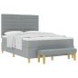 Preview: Boxspringbett mit Kopfteil Hellgrau 190 x 140 cm Stoff