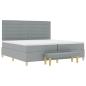 Preview: Boxspringbett mit Matratze und Bank Hellgrau 200x200 cm Stoff