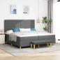 Preview: ARDEBO.de - Boxspringbett mit Matratze & Bank Dunkelgrau 200x200 cm Stoff