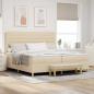 Preview: ARDEBO.de - Boxspringbett mit Matratze & Bank Creme 200x200 cm Stoff