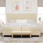 Preview: Boxspringbett mit Matratze & Bank Creme 200x200 cm Stoff