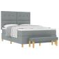 Preview: Boxspringbett mit Matratze und Bank Hellgrau 140x190 cm Stoff