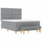 Preview: Boxspringbett mit Matratze & Bank Hellgrau 140x200 cm Stoff