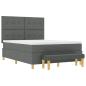 Preview: Boxspringbett mit Matratze und Bank Dunkelgrau 140x200 cm Stoff
