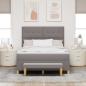 Preview: Boxspringbett mit Matratze & Bank Taupe 160x200 cm Stoff