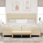 Preview: Boxspringbett mit Matratze & Bank Creme 200x200 cm Stoff