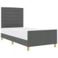 Preview: ARDEBO.de - Dunkelgraues Stoffbettgestell 90x200 cm