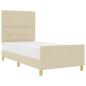 Preview: Creme Bettgestell 90x200 cm Stoff