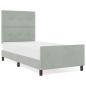 Preview: Boxspringbett mit Kopfteil Hellgrau 100 x 200 cm Samt