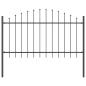 Preview: Gartenzaun mit Bogenoberseite grau, 3,4 x 1 m, aus Stahl
