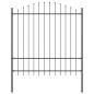 Preview: Gartenzaun mit Bogenoberteil Grau 10,2x1,75 m Stahl