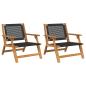 Preview: Gartenstühle 2 Stück Schwarz 76x67x73,5 cm Massivholz Akazie