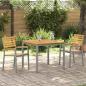 Preview: ARDEBO.de - Stapelbarer Gartenstuhl Grau, Braun Stahl, Holz Standardgröße