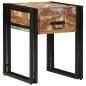 Preview: ARDEBO.de - Beistelltisch mit Schublade Schwarz 40x40x50 cm Massivholz Altholz
