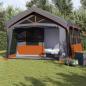 Preview: ARDEBO.de - Camping-Zelt mit Fenstern Grau und Orange für 10 Personen Wasserdicht