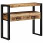 Preview: ARDEBO.de - Beistelltische Schwarz 90x33x75 cm aus massivem Mangoholz und Metall