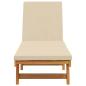 Preview: Sonnenliege mit Rädern und Kissen in Beige aus Massivholz
