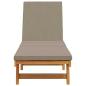 Preview: Sonnenliege mit Rädern und Kissen in Taupe aus Massivholz