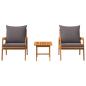 Preview: ARDEBO.de - 3-teiliges Bistro-Set mit Kissen aus massivem Akazienholz